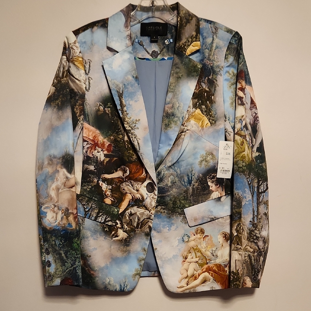 Carlisle Rocco Vignettes Sample Boucher Scenic Art Print Blazer Size 8